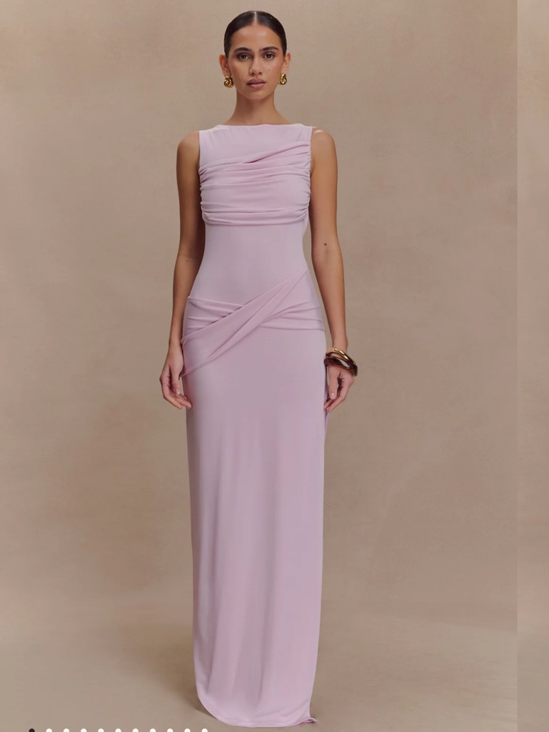 Meshki - Sleeveless Ruched Maxi Dress In Light Pink
